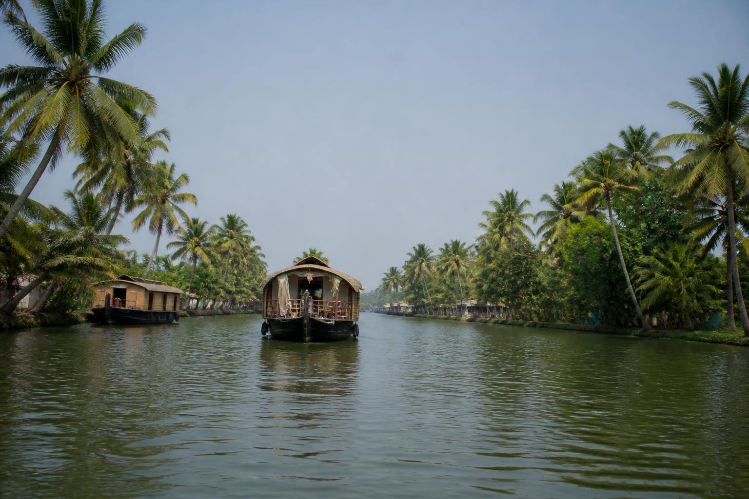 Traditional houseboat on the Alappuzha backwaters in Kerala