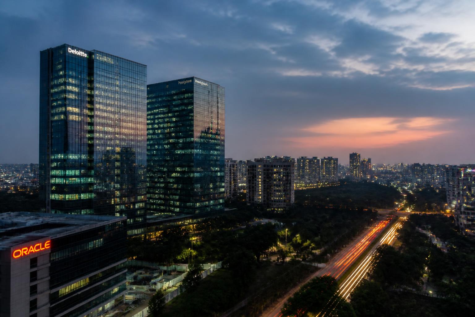 Vidhana Soudha and garden greenery in Bangalore at golden hour