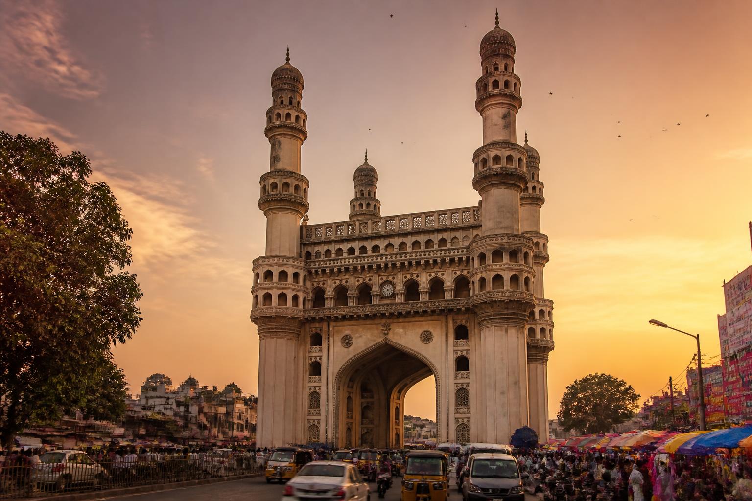 Charminar in Hyderabad at sunset